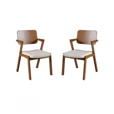 Imagem de Kit 2 Cadeiras Anatômica Com Braço Em Madeira Maciça - Lótus - Harmonia Salas