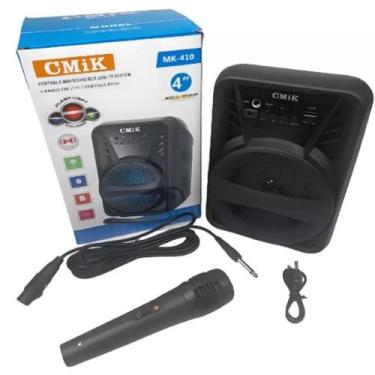 Imagem de Caixa de som bluetooth radio karaoke microfone megafone portatil led u