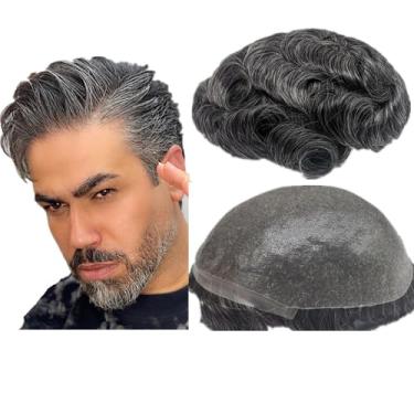 Imagem de N.L.W. Peruca De Cabelo Humano Europeu Nlw Para Homens Com Pele Fina Transparente Pu, Tamanho Base 10X8, Peças Onduladas, Sistema Substituição Pelos Próteses Masculinas #1B40, Cor