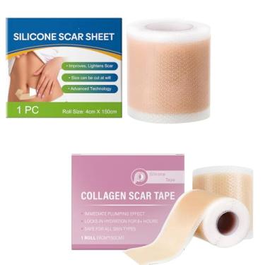 Imagem de Folhas de cicatriz de silicone, fita de cobertura reutilizável para tatuagem corporal, folhas de cicatriz de silicone facial para cobrir cicatrizes de tatuagem e marcas de nascença (combinação)