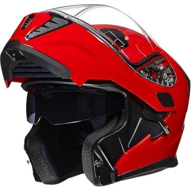 Imagem de ILM Capacete Modular Integral Para Motocicleta, Dobrável, Com Viseira Dupla, Ciclomotor, Corrida De Rua, Adultos, Homens E Mulheres, Modelo Dot 906 (Vermelho Brilhante, Médio)