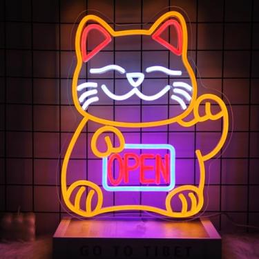 Imagem de Kullneon Letreiro De Neon Lucky Cat, Led Aberto Para Decoração Ambientes Japoneses, Luz Da Sorte Regulável, Restaurante, Loja Ramen, Izakaya, Sushi Bar, Abertura Negócios