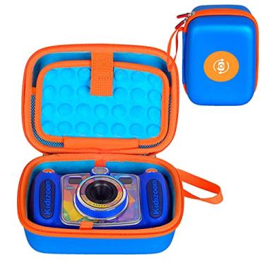 Imagem de BTOPCASE Capa Protetora De Transporte Em Pu Rígido Eva Para Câmera Selfie Vtech Kidizoom Duo/Duo Dx/Duo Deluxe/Printcam/Twist/Pix (Interior Azul Com Vilosidades Azuis E Zíper Laranja)