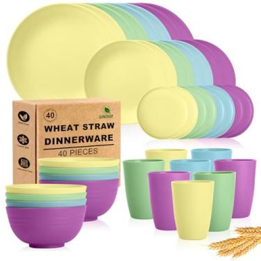 Imagem de Conjunto de louça de plástico de cozinha com 40 peças, conjunto de pratos para 8, conjunto de cozinha - memphis