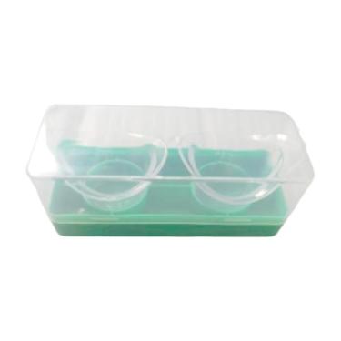 Imagem de harayaa 2x Copos de silicone para lavagem dos olhos 8ml Copo portátil para limpeza dos olhos Copo medidor para limpeza de maquiagem e enxágue, Caixa Verde