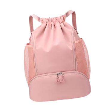 Imagem de oshhni Mochila com cordão para homens e mulheres, à prova d'água, bolsa de natação para praia, basquete, mochila leve com cordão, bolsa esportiva para, Rosa