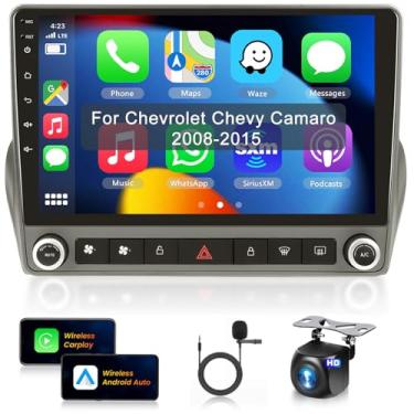 Imagem de Estéreo veicular para Chevrolet Chevy Camaro 2008-2015 [8Core 6+128G] Android Estéreo para carro sem fio, Android Auto, 22.9 cm IPS Touchscreen, GPS, WiFi, 32EQ DSP, Bluetooth5.0, SWC, câmera de
