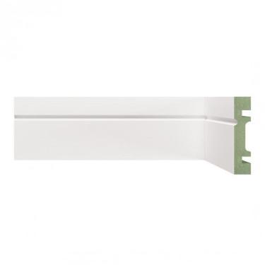 Imagem de Kit Rodapé de MDF 30 Barras Frisadas de 7cm x 2,40 Rende 72 Metros Moldufama Branco