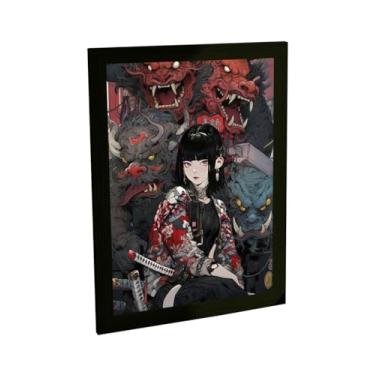 Imagem de Quadro Decorativo Anime Garota Samurai Ilustração Onis Decoração Poster Quarto Sala