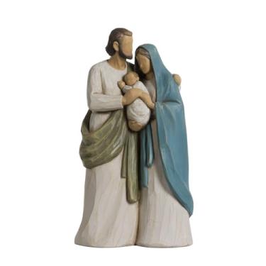 Imagem de ShineOnAngel Estatueta da Sagrada Família de 25 cm – Presépio em madeira, escultura de resina para decoração religiosa de Natal e casa