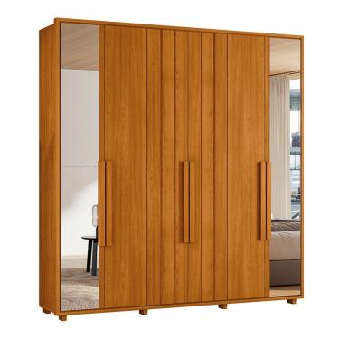 Imagem de Guarda-roupa Casal Portinari Ripado 6 Portas 4 Gavetas 2 Portas C/ Espelho - 7 Decor Cinamomo