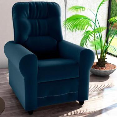 Imagem de Poltrona Reclinável para Descanso Thalia Veludo Azul - CASA H