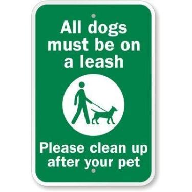 Imagem de Lilyanaen Placa de alumínio All Dogs Must Be On A Leash Please Clean Up After Pet Sign for Outdoor & Indoor 20.3 cmx30.5 cm