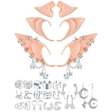 Imagem de Conjunto de 13 pares de orelhas de elfo com brincos de elfo e orelhas pontiagudas macias de fada, brincos de elfo para mulheres e meninas, acessórios para cosplay, festa de anime de Halloween, Metal, látex e liga