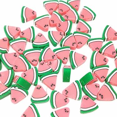 Imagem de MSCFTFB 200 peças de pingentes de frutas de 6 mm com furos, espaçador de argila de polímero, contas de fundo plano com fatias grossas para fazer bijuterias e acessórios de chaveiro, Plástico Resina