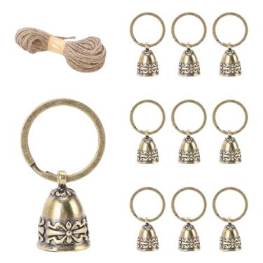 Imagem de Yosoo Sinos de Pequenos Artesanato, 10 Pcs Puro Cobre Polido Sinos Pendurados para Decoração de Natal Com Keyrings de Corda de 10m de Juta, Ideal para Artesanato