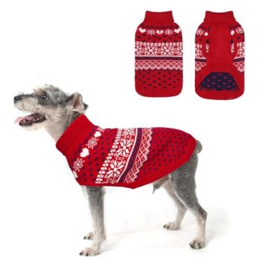 Imagem de SCENEREAL Suéteres para cães pequenos, médios e grandes, pulôver de gola rolê para Natal e inverno, casaco de floco de neve roupas de cachorro para filhotes de cachorro meninas meninos