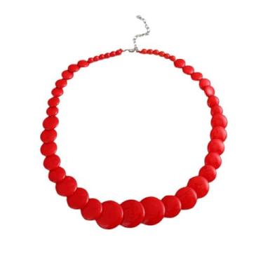 Imagem de Yecomsy Colar boêmio redondo com lascas, colorido, geométrico, turquesa, geométrico, babador, colar étnico grosso, Acrílico, Sem Pedra Preciosa