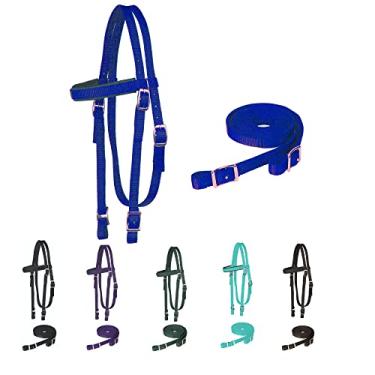 Imagem de Majestic Ally Cabeçote de cavalo com rédeas, faixa acolchoada de nylon, várias cores (azul royal, rascunho)