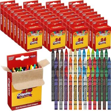 Imagem de AmazingSpark Pacote com 30 gizes de cera com 24 cores, cores sortidas, pacotes de giz de cera de 7,6 cm de comprimento, para colorir sala de aula, material escolar para crianças, professores