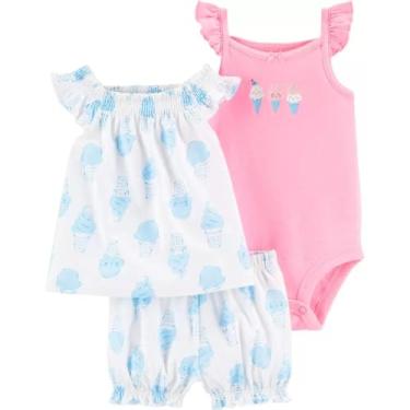 Imagem de Carter's Conjunto de 3 peças para bebês e meninas (Beach Vibe, Rosa/azul, 3 Months