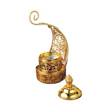 Imagem de IEUDNS Queimador de incenso árabe removível de ferro fácil de limpar arte decorativa decoração para casa incensário para festas de mesa escritório hotel, Sem Clipe