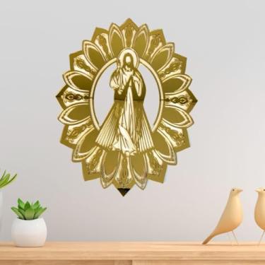 Imagem de Jesus Misericordioso - Imagem Decorativa Religioso Acrílico Dourado Espelhado sala
