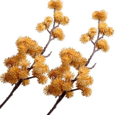 Imagem de Kit 2 Plantas Artificiais Mamonas Decoração Jardim De 70cm