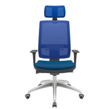 Imagem de Cadeira Office Brizza Tela Azul Com Encosto Assento Poliéster Azul Aut