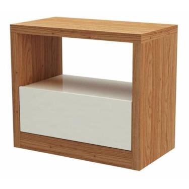 Imagem de Mesa de Cabeceira Kiev com 1 Gaveta cor Freijo com Off White - 57711 -