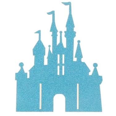 Imagem de Flairs New York Decorações De Feliz Aniversário, Topos Bolo, Acessórios Para Festa (Pacote Com 1 Topo, Castelo Da Princesa Frozen Glitter Azul)
