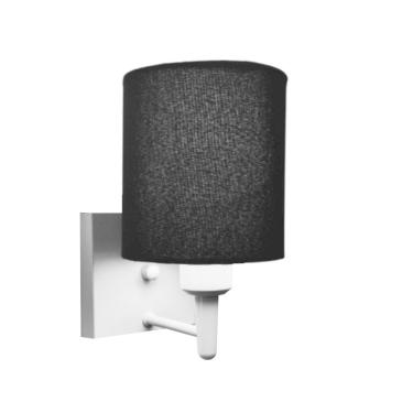 Imagem de Arandela Quadrada Md-2033 Branco Cúpula em Tecido Cilíndrica Preto - Bivolt