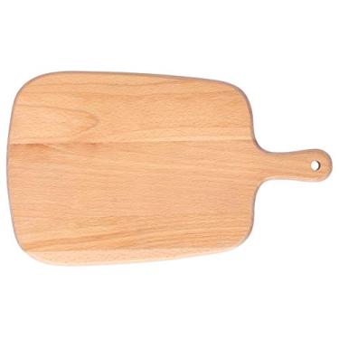 Imagem de Tábua de corte de madeira de faia cffuvros com maçaneta, tábua de arremesso de madeira grande para cozinha, pizza decorativa de pizza para churrasqueira bandeja de servir para (26.5 * 16 * 1.5)
