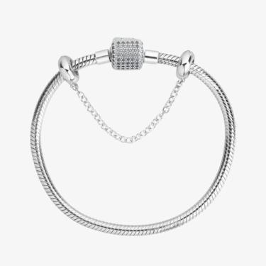Imagem de Kit Pulseira de Berloque Tradicional Cravejada e Corrente de Segurança