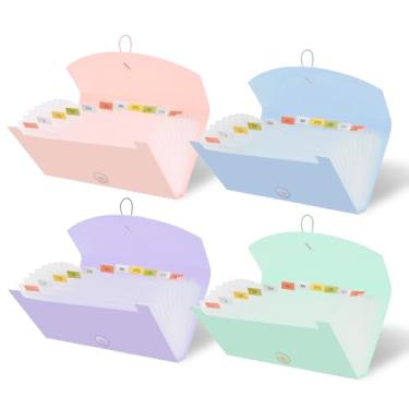 Imagem de Y YOMA Pacote com 4 organizadores de cupons com 13 bolsos | Porta-recibos de acordeão de plástico para viagem, pasta expansível de 25,4 cm x 14 cm para cartões de visita, bilhete de item fiscal