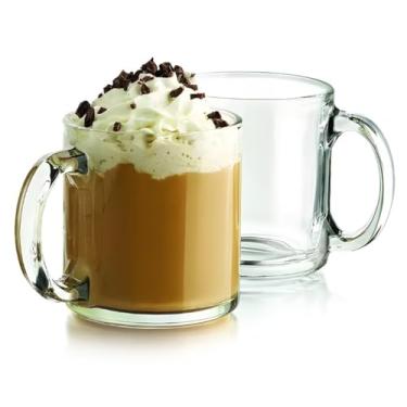 Imagem de Pacote com 2 canecas de café de vidro transparente – Copos resistentes de parede grossa de 368 g para bebidas quentes – Vidraria durável, elegante e resistente ao calor para café, chá, lattes e mais