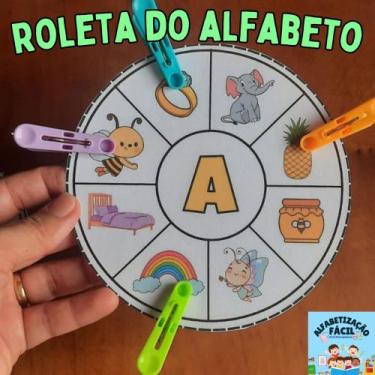 Imagem de 26 Roletas do Alfabeto Plastificado + Prendedor PARA ALFABETIZAR - sem