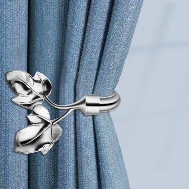 Imagem de HIKMLK Suportes Para Cortinas Em Formato De Folha, 2 Peças, Laterais Metal Feitos À Mão Parede, Ganchos Amarração Latão Antigo Cortinas, Decoração Janela Casa