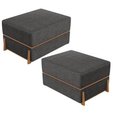 Imagem de Kit 02 Puffs Decorativo Retangular Para Sala de Estar Domus L02 Linho 