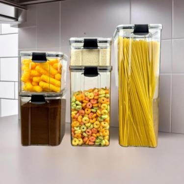 Imagem de Monte Seu Kit Pote Hermético Para Mantimentos De Cozinha Dispensa Armário Plástico(Kit 6-5 Potes)