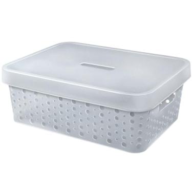 Imagem de Cesto Organizador C/Tampa Armário Lavanderia 20L (46X34) (Translúcido)