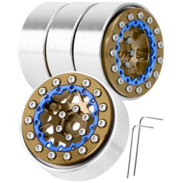 Imagem de hopsupRC for 1/24 1/18 SCX24 FCX24 TRX4M RC Crawler Car,1.3" RC Tires Wheel Rim,Aluminum RC Truck Tires Wheels Rims,1.3 Beadlock Wheel Rims Heavy Duty Rim (4PCS) Brown