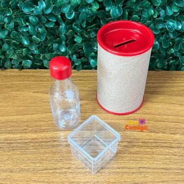 Imagem de Kit Festa 60 Lembrancinhas Acrícilico Caixinhas Cofrinhos e Garrafinhas - Fala Comigo (Vermelho)