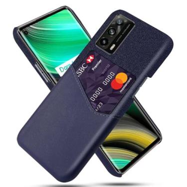Imagem de Capa para OPPO Realme X7 Pro Ulrta,Anti-deslizamento,Proteção contra quedas de 360°,Resistência à impressão digital,Tela e caso de couro PU com 1 slot de cartão atrás-Blue