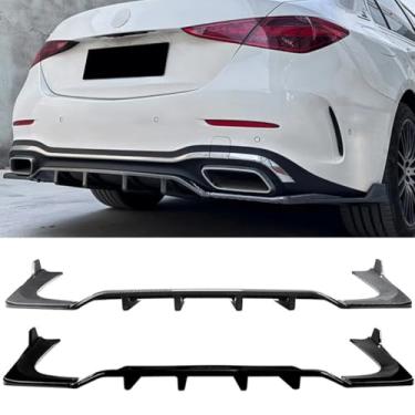 Imagem de Spoiler de para-choque traseiro compatível com C-Class W206 C200 C43 2022+ Kit de carroceria divisor lábio protetor traseiro acessórios para carro (aparência de fibra de carbono)