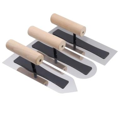 Imagem de Oedema 3 peças de espátula de gesso de aço inoxidável para reboco, ferramentas manuais de pintura artística com cabo de madeira para empreiteiros faça-você-mesmo