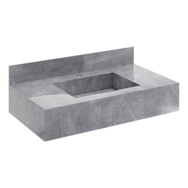 Imagem de Bancada em Porcelanato para Banheiro Completa Alto Padrão 80cm X 15cm com Cuba Esculpida Lisboa Grafite