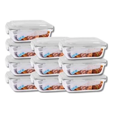 Imagem de Conjunto 10 Potes Vidro Hermético Marmita Com 4 Travas 640ml - Casa Li