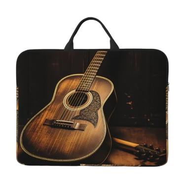 Imagem de Capa para laptop Old West Guitar 14 polegadas bolsa de transporte para computador à prova de choque capa protetora para notebook bolsa portátil para laptop bolsa à prova d'água para homens e mulheres