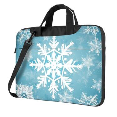 Imagem de Capa para laptop de inverno com floco de neve, à prova de choque, capa protetora para notebook portátil, bolsa à prova d'água para homens e mulheres, Preto, 14 inch